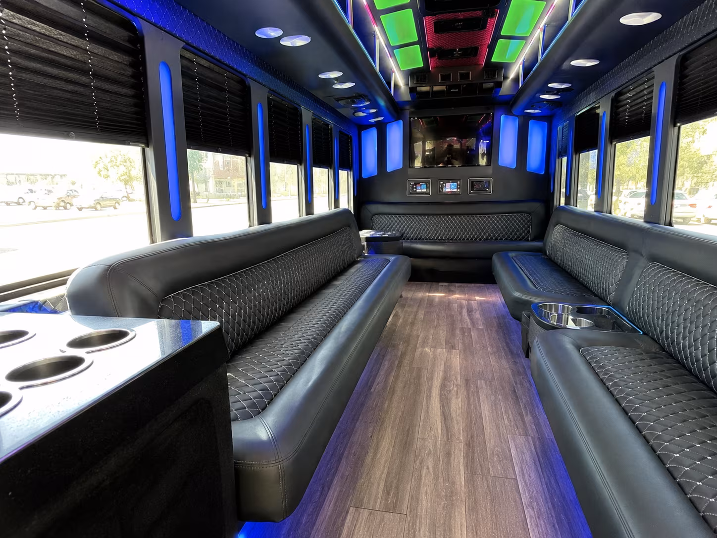 white plains 15 passenger party bus inside
