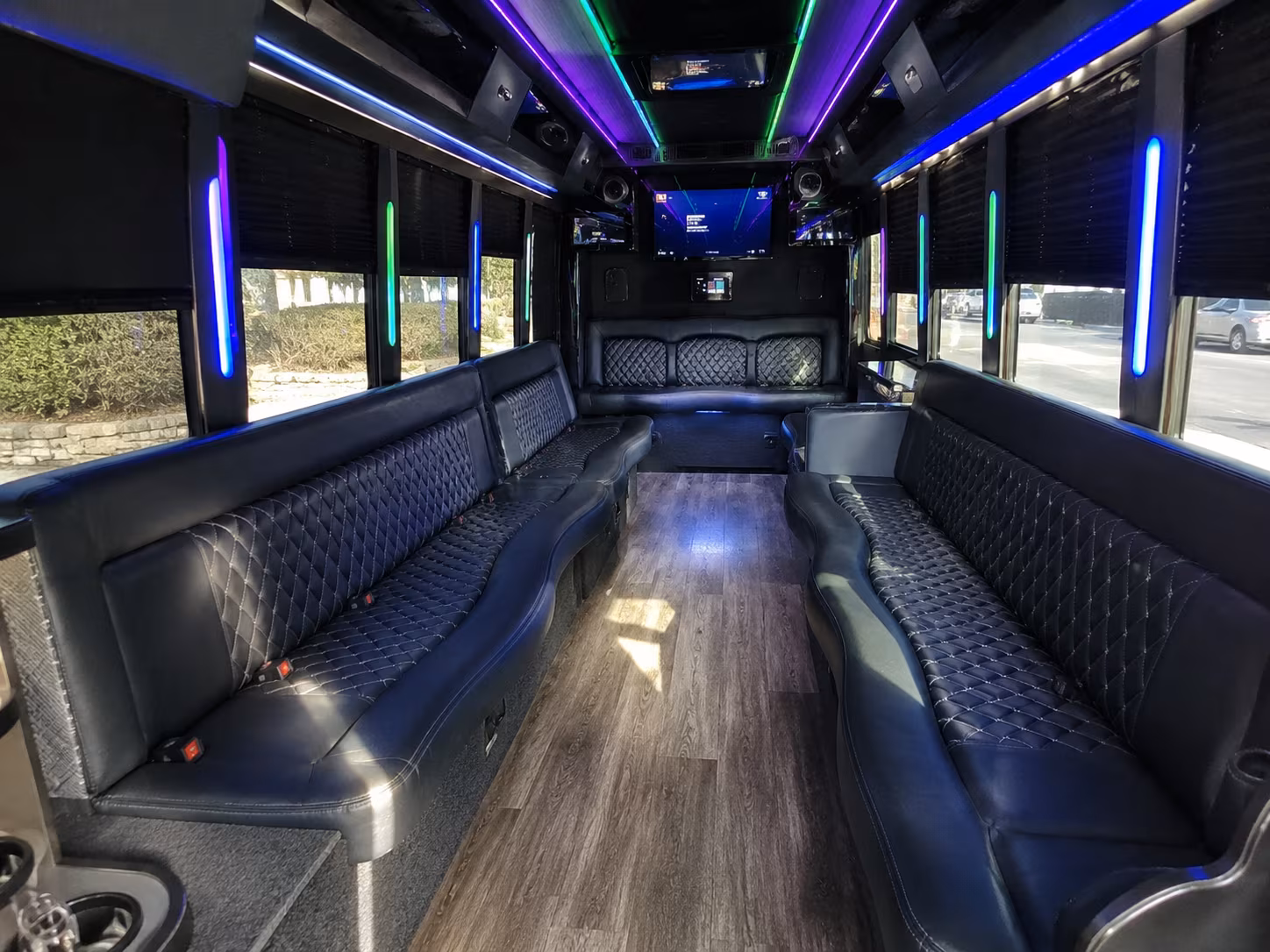 white plains 15 passenger party bus interior