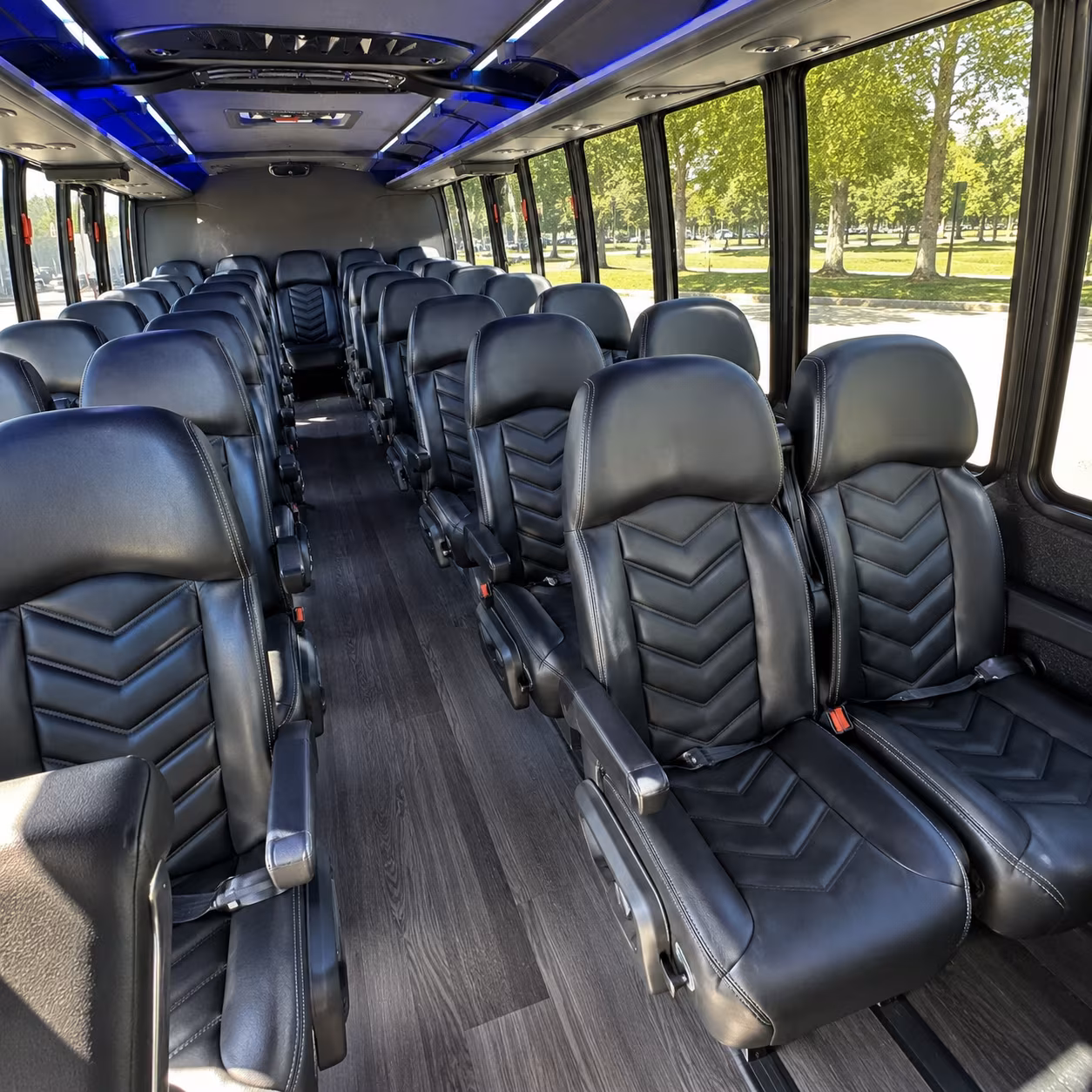 white plains 25 passenger minibus inside