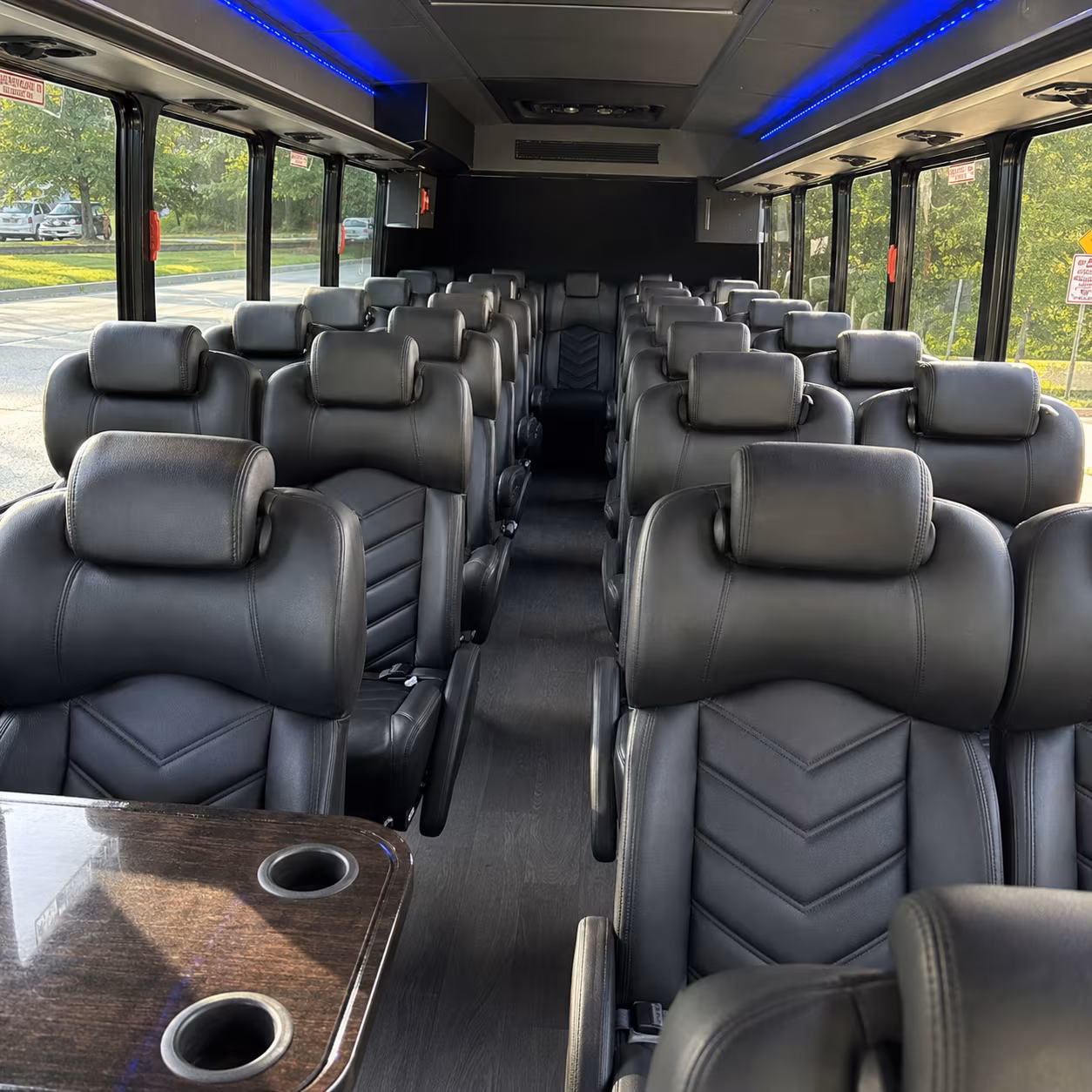 white plains 25 passenger minibus interior