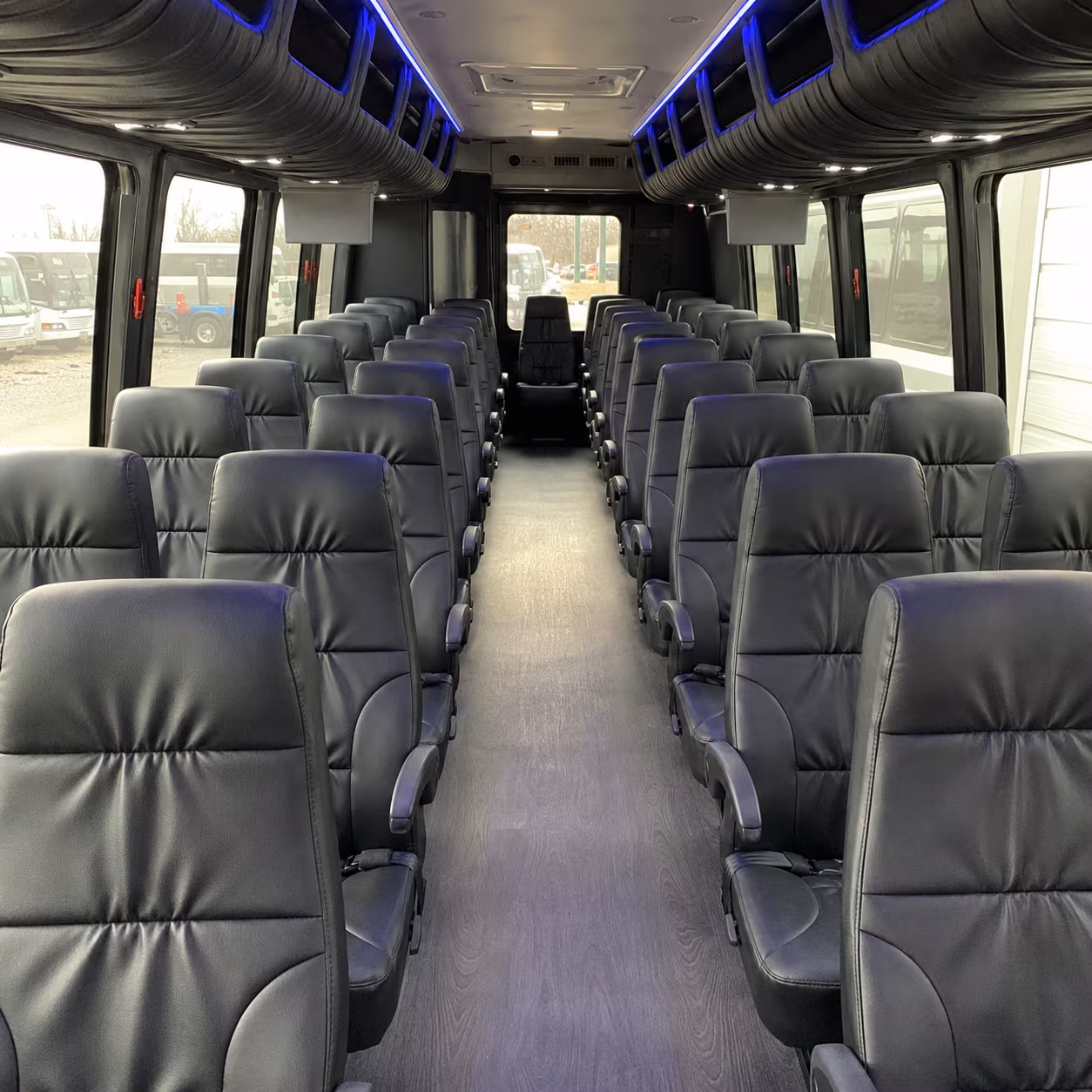 white plains 28 passenger minibus inside
