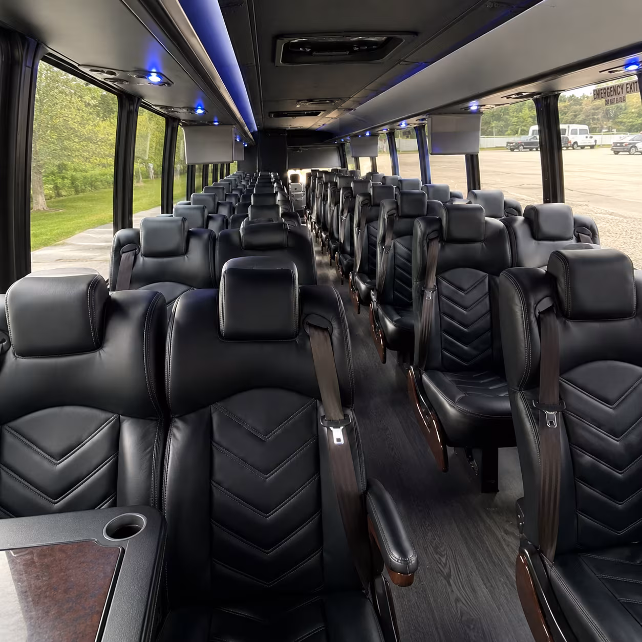 white plains 28 passenger minibus interior
