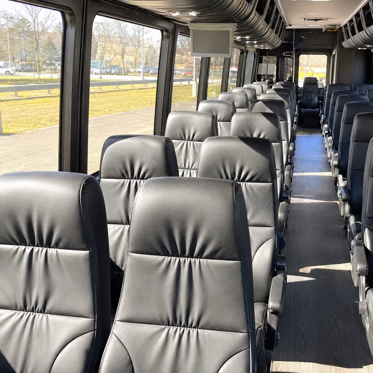 white plains 35 passenger minibus interior