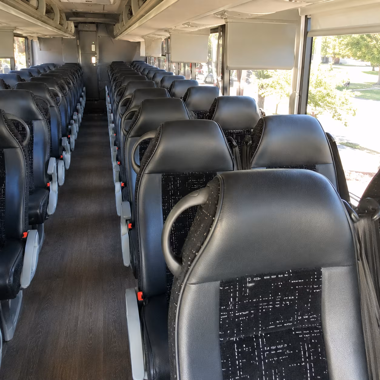 white plains 56 passenger charter bus interior
