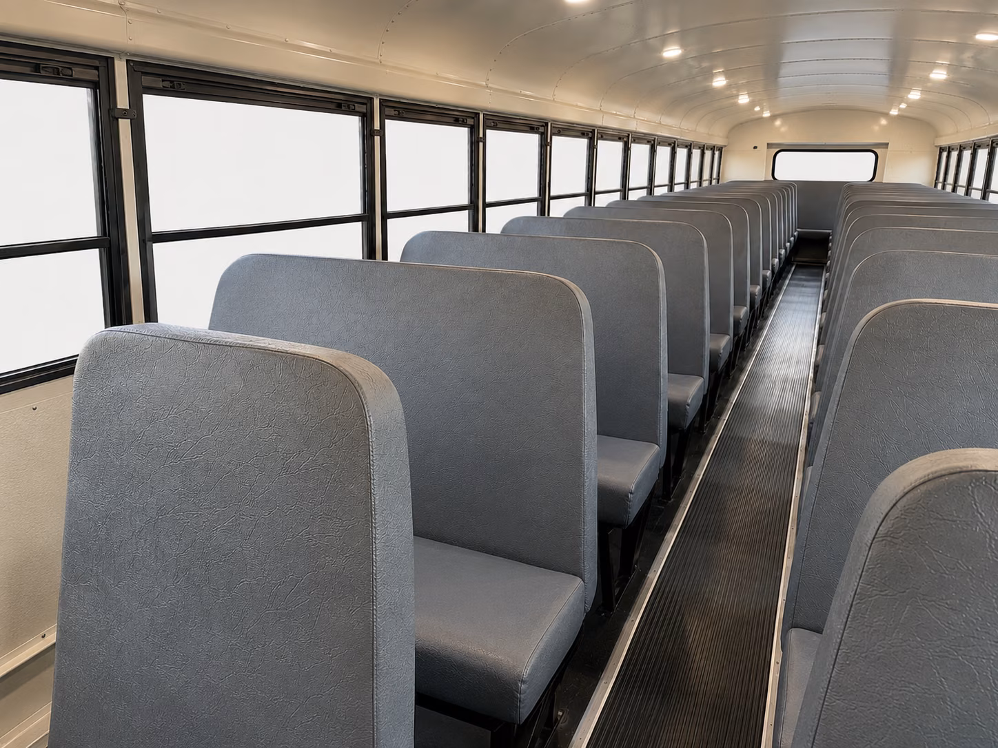 white plains school bus inside